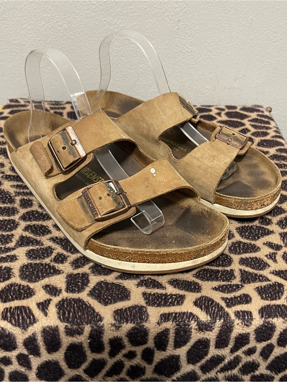 Birkenstock Arizona Double Strap Casual Sandals Leather Tan Mens Euro44/M11